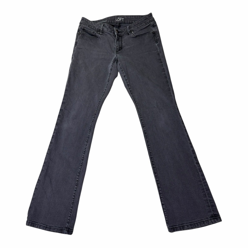 LOFT Black Gray Curvy Sexy Bootcut Stretch Jeans Size 2 Petite